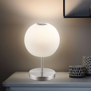 Lampada da tavolo LED, vetro, forma sferica, H 28 cm