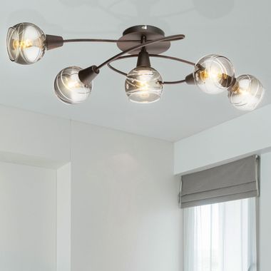 Plafonnier LED, verre, bronze, fumée, L 62.4, ISLA
