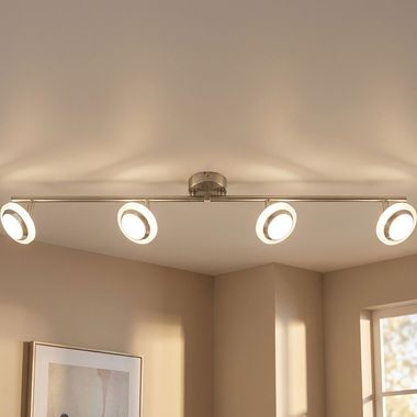 LED Deckenleuchte, Metall, nickel-matt, Spots beweglich, L 80 cm