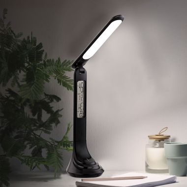 Lampada da tavolo a LED, dimmer touch, ora, sveglia, adattatore