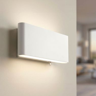 LED wall light, aluminum, opal, white, switch