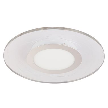 Plafonnier LED, lignes décoratives, transparent satiné, D 35 cm