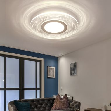 LED Deckenleuchte, Dekorlinien, satiniert klar, D 35 cm