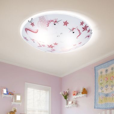 Plafoniera per bambini, unicorno, rosa-bianco, 40 cm