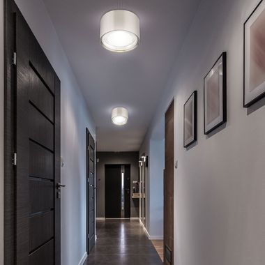 LED ceiling lamp, surface-mounted light, silver, H 8 cm