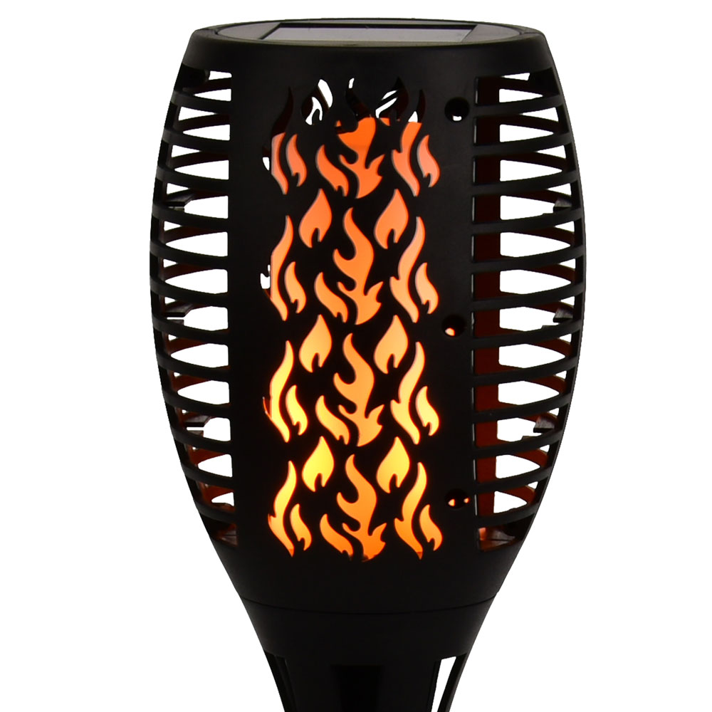 LED Solarlampe, Feuer-Effekt, Garten Fackel Höhe 58 cm
