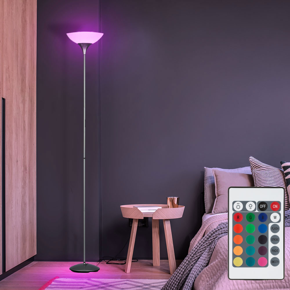 RGB LED Deckenfluter, titanfarbig, Höhe 180 cm, DEZWO