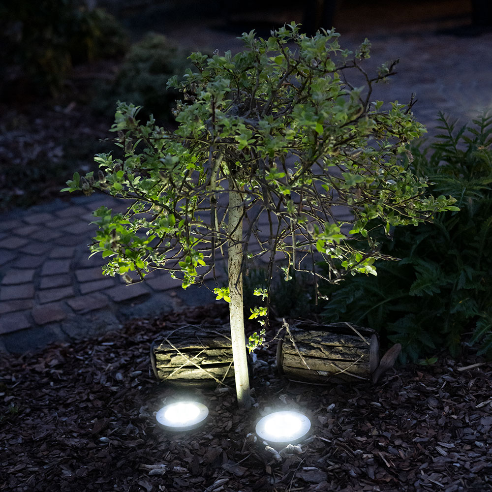 4er Set LED Solar Außen Steckleuchten aus Edelstahl