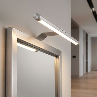 LED Schrankleuchte, Aufbau, Wandlampe, Metall, Silber, B 32 cm