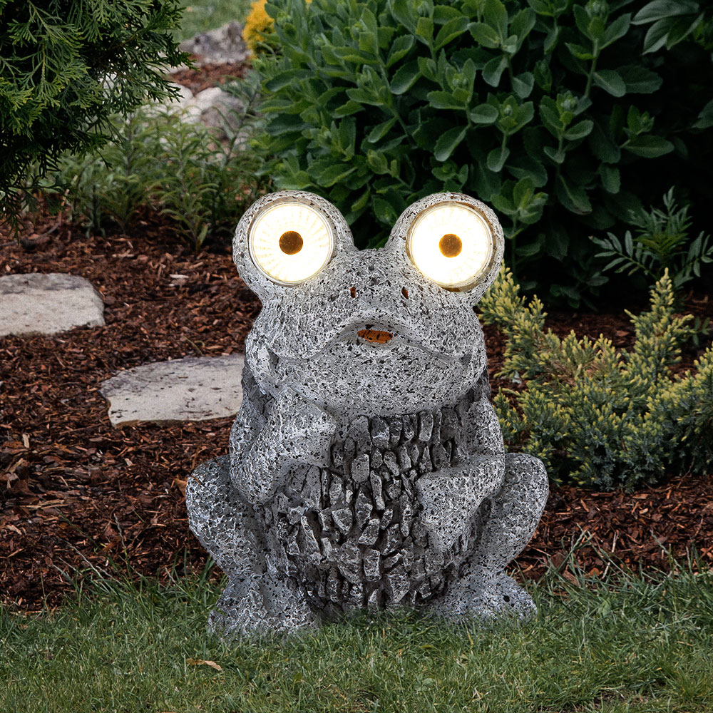 LED Solarleuchte, Frosch, grau, Höhe 21 cm