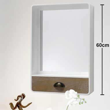 Wand-Spiegel-Kommode, Schubladen, MDF weiss, H60cm, ANDERSON