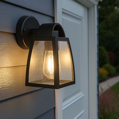 Außen Wandleuchte, ALU Glas, schwarz, L 20 cm