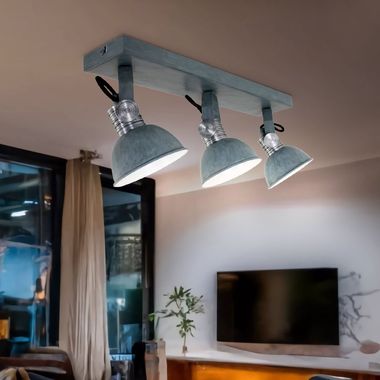 LED ceiling light with 3 moving spots, gray, BROOKLYN
