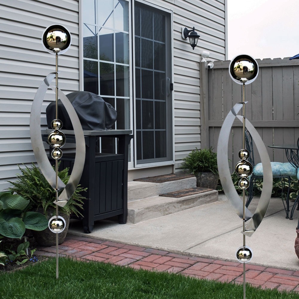 Gartenstecker aus Edelstahl mit 5 Kugeln