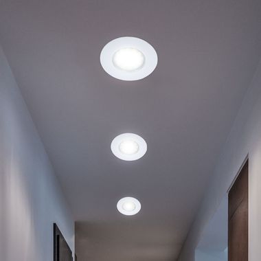 Set of 3 LED recessed spotlights made of steel, swivelling, white, TINUS