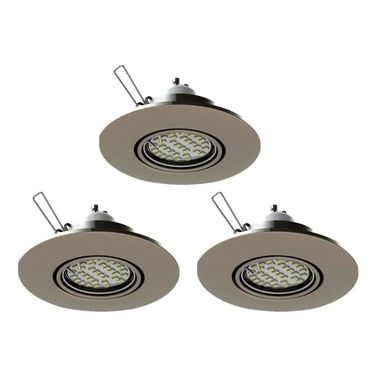 3x LED Spot encastré en acier orientable, nickel, TINUS