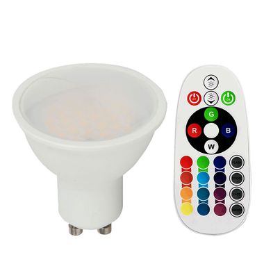 RGB LED 3.5 watt GU10 bulb, remote control, 290 lumen VT-2244