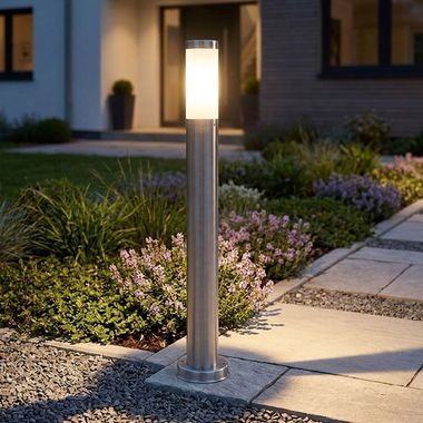 Lampadaire, acier inoxydable, H 80 cm, BOSTON
