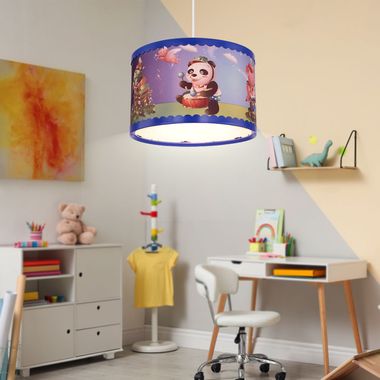 Lampe à suspension, motifs animaliers, colorée, H 120 cm