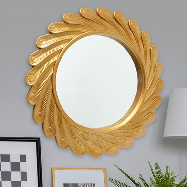 Wand Spiegel, Kunststoff, Gold, 40 cm