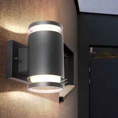 Buitenwandlamp, aluminium, antraciet, glas, IP44