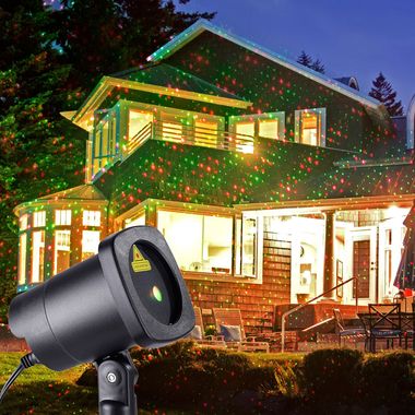 LED Außen Steckleuchte, Laser, rot-grün