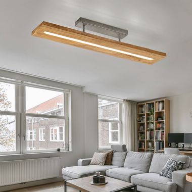 LED plafondlamp, hout, schakeldimmer, L 100 cm