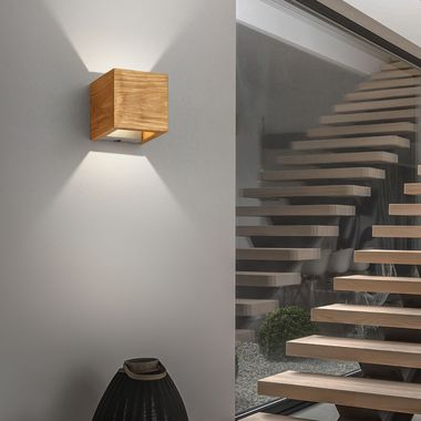 LED Up & Down wandlamp, hout, dimbaar H 11 cm