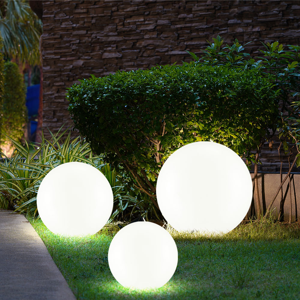 3er Set LED Solar Kugelleuchten weiß, Erdspieß