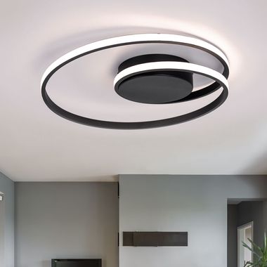 LED plafondlamp zwart, RIng Design, dimbaar, 39 cm, ZIBAL