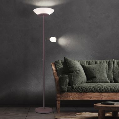 Lampadaire, verre, blanc, Flexoarm, rouille, H 180 cm