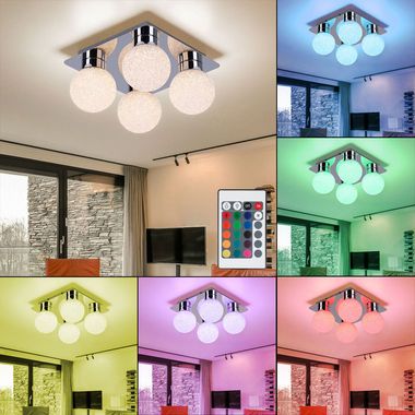 RGB LED Deckenleuchte, Kugeln, dimmbar, Fernbedienung