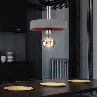 Suspension lamp, metal, concrete, grey, H 171 cm