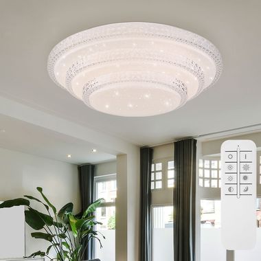 Smart LED Deckenleuchte, Fernbedienung, dimmbar, D 49,5cm