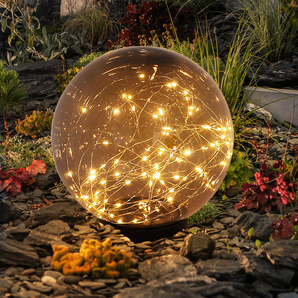 LED Solarlampe, Kugel-Form, Lichterkette, H 26 cm