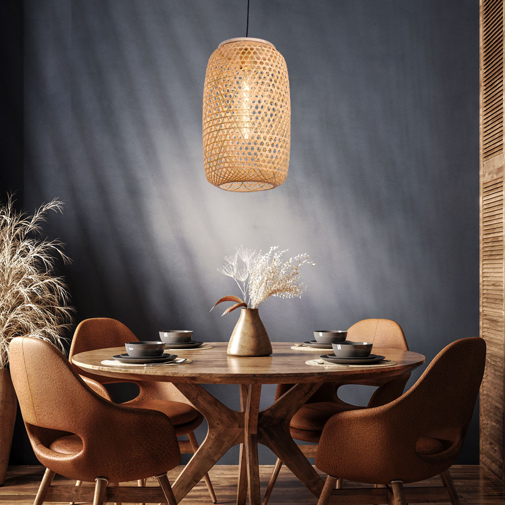 Boho Deckenlampe Aus Bambus – Lichteffekt In Wohn- & Schlafzimmer, Retro-Vibe