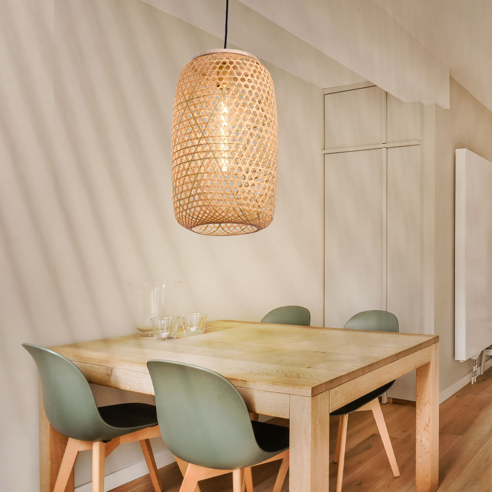Boho Deckenlampe Aus Bambus – Lichteffekt In Wohn Produktbild-Vorschau 3