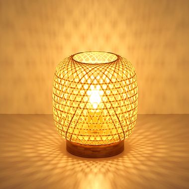 Table lamp, bamboo wickerwork, natural, H 27 cm