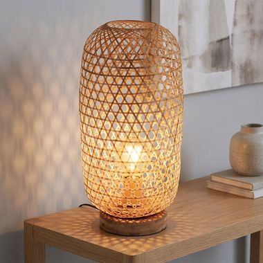 Lampa stołowa, plecionka bambusowa, wysokość 46 cm