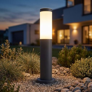 Sokkellamp, padlamp, roestvrij staal, antraciet, H 45 cm