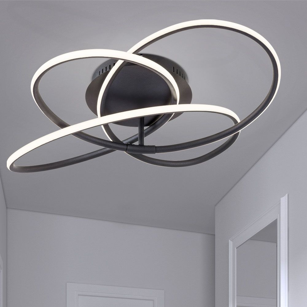 Schwarz/Chrom Decken Lampe Seil Lichteffekt Wohn Schlaf Zimmer Leuchten drehbar Schwarz/Chrom Decken Lampe Seil Lichteffekt Wohn Schlaf Zimmer Leuchten drehbar