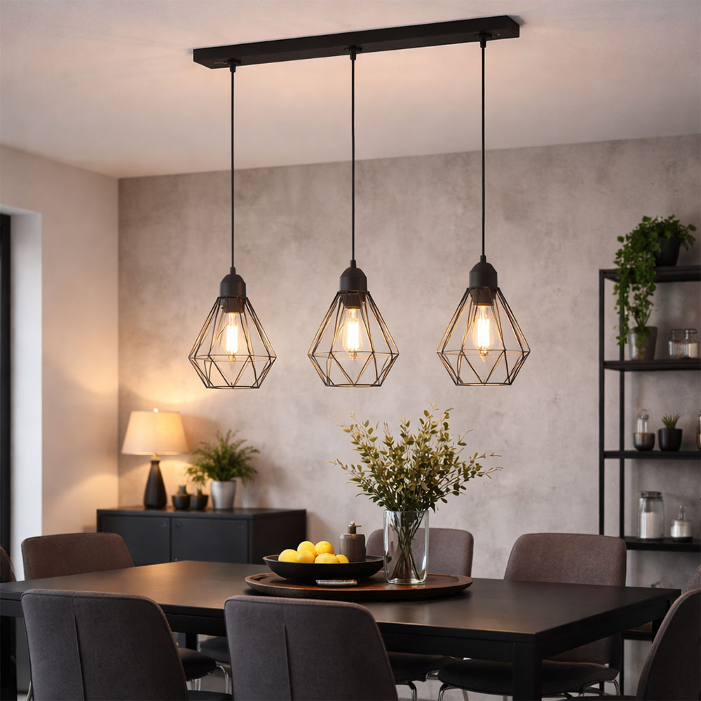 Hänge Lampe Pendel Leuchte Ess Wohn Zimmer Beleuchtung schwarz Glas chromfarben Hänge Lampe Pendel Leuchte Ess Wohn Zimmer Beleuchtung schwarz Glas chromfarben