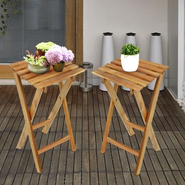 Set of 2 stools, eucalyptus, foldable, H 62 cm