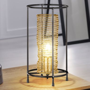 Lampada da tavolo, design a nido d'ape, oro, H 36 cm, ANO
