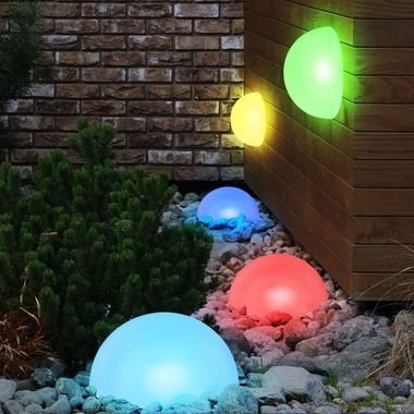 Set of 5 RGB LED solar lights, hemispheres, white, 15 cm