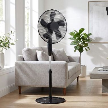 Ventilatore a piantana, oscillante, regolabile in altezza, nero, 43 cm