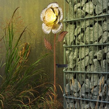 LED Solar-Steckleuchte, Blumen, silber, H 75 cm