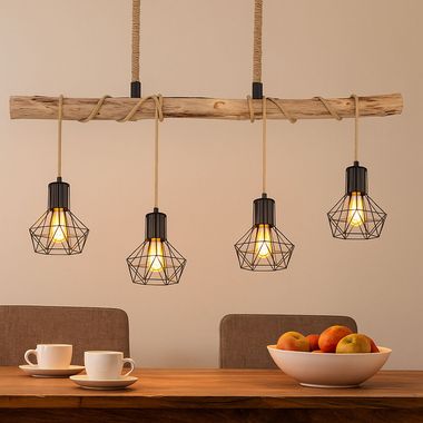 Hanglamp, natuurlijke lichtbundel, henneptouw, L 100 cm, PRISKA