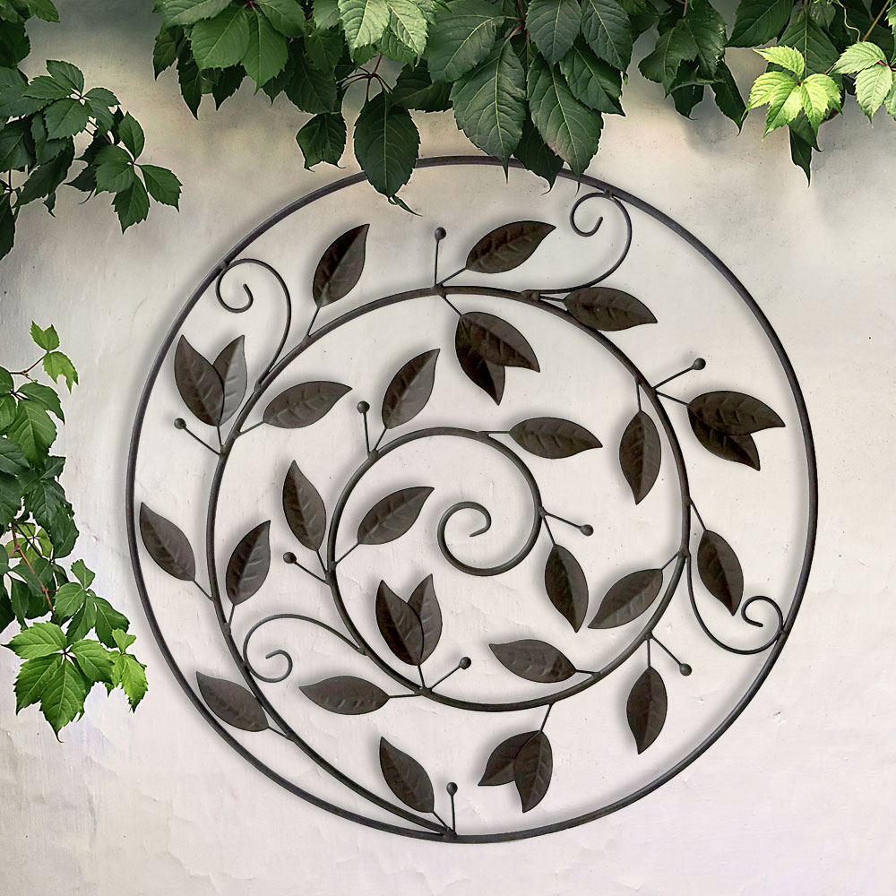 Wanddeko, Laubkreis, schwarz H 63 cm