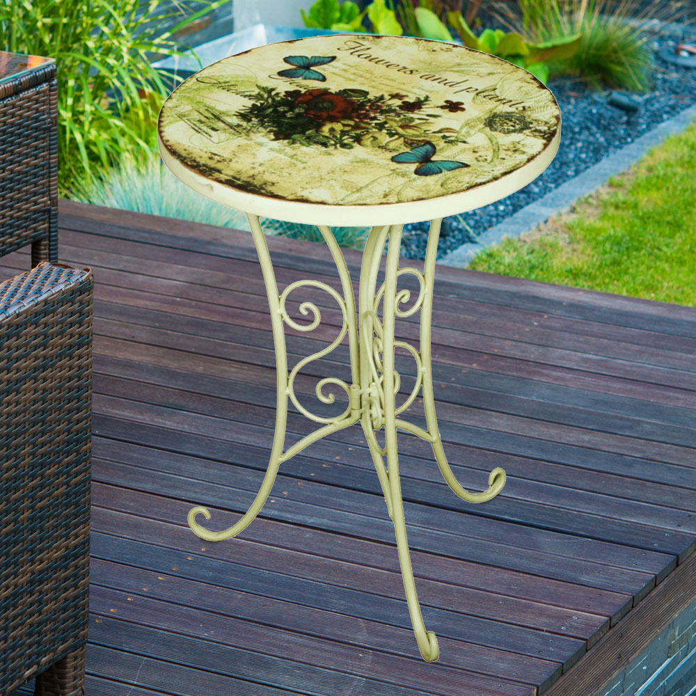 Bistrotisch, Blüten-Design, Schmetterling, Altweiß, 38 cm